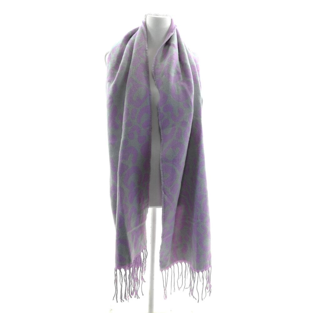 Steve Madden Retangle Tasseled Purple and Gray Animal Print Scarf